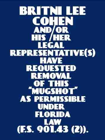  BRITNI LEE COHEN Results from Palm Beach County Florida for  BRITNI LEE COHEN