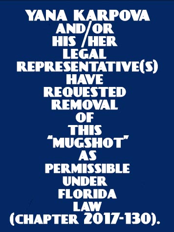  YANA KARPOVA Results from Palm Beach County Florida for  YANA KARPOVA