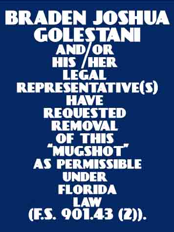  BRADEN JOSHUA GOLESTANI Results from Palm Beach County Florida for  BRADEN JOSHUA GOLESTANI