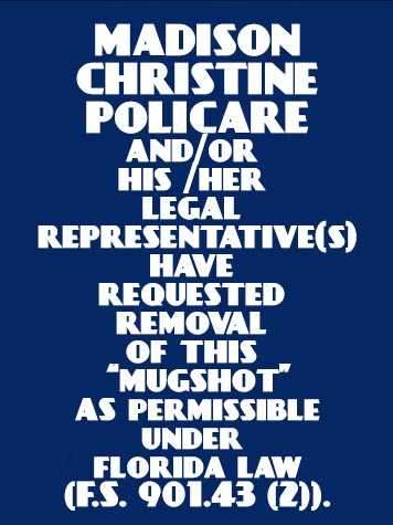  MADISON CHRISTINE POLICARE Results from Palm Beach County Florida for  MADISON CHRISTINE POLICARE