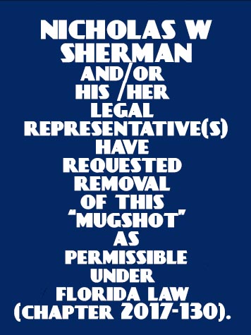  NICHOLAS W SHERMAN Results from Palm Beach County Florida for  NICHOLAS W SHERMAN